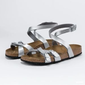 NWOB Birkenstock Blanca Silver Sandal with Ankle Strap